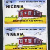 Nigeria 1993 World Environment Day 10n Rural House imperf pair unmounted mint, SG 658var