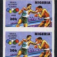 Nigeria 1988 Seoul Olympic Games 20k (Boxing) imperf pair unmounted mint, SG 566var