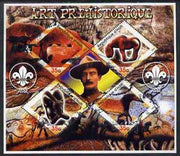 Haiti 2005 Prehistoric Art perf sheetlet containing 4 diamond shaped values plus label showing Baden Powell, unmounted mint