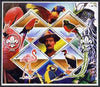 Haiti 2005 Exotic Birds perf sheetlet containing 4 diamond shaped values plus label showing Baden Powell, unmounted mint