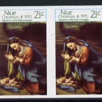 Niue 1970 Christmas 2.5c (Correggio's Virgin & Child) unmounted mint imperf pair, SG 154var