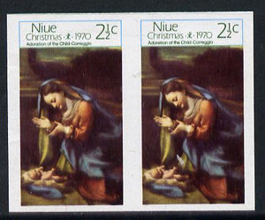 Niue 1970 Christmas 2.5c (Correggio's Virgin & Child) unmounted mint imperf pair, SG 154var