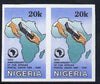 Nigeria 1990 Pan African Postal Union 20k (Map & Parcel) unmounted mint imperf pair as SG 587