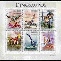 St Thomas & Prince Islands 2010 Dinosaurs perf sheetlet containing 6 values unmounted mint