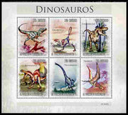 St Thomas & Prince Islands 2010 Dinosaurs perf sheetlet containing 6 values unmounted mint