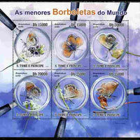 St Thomas & Prince Islands 2010 Smallest Butterflies perf sheetlet containing 6 values unmounted mint