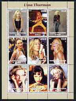 Congo 2003 Uma Thurman perf sheetlet containing 9 values unmounted mint