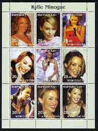 Kyrgyzstan 2003 Kylie Minogue perf sheetlet containing 9 values unmounted mint