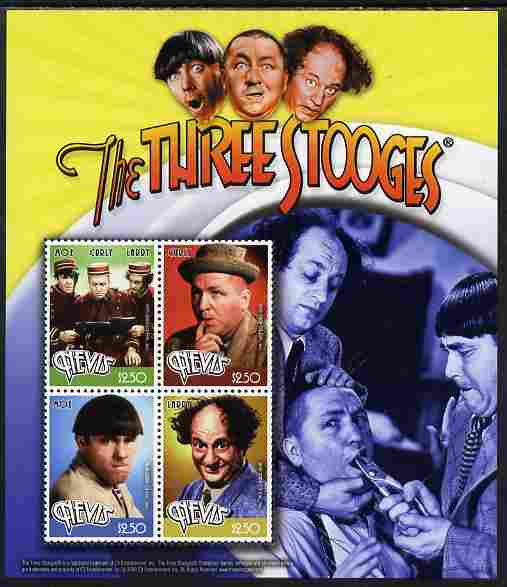 Nevis 2009 The Three Stooges perf sheetlet containing 4 values unmounted mint