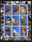 Somalia 2003 Owls perf sheetlet containing 9 values unmounted mint