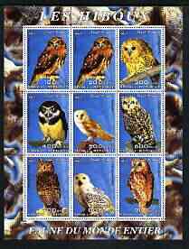 Somalia 2003 Owls perf sheetlet containing 9 values unmounted mint