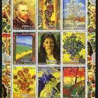 Somalia 2003 Paintings by Vincent Van Gogh #1 perf sheetlet containing 9 values unmounted mint (vertical format)
