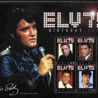 Nevis 2010 75th Birthday of Elvis Presley perf sheetlet containing 4 values unmounted mint