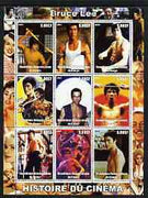 Congo 2003 History of the Cinema #01 perf sheetlet containing 9 values unmounted mint (Showing Bruce Lee)