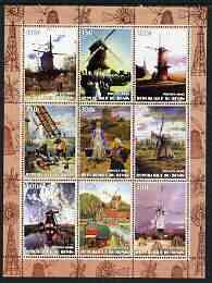 Benin 2003 Paintings of Windmills #03 perf sheetlet containing 9 values unmounted mint