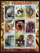 Benin 2003 Wild Animals perf sheetlet containing 9 values each with Scout Logo unmounted mint