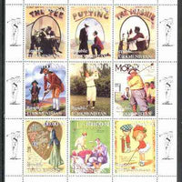 Turkmenistan 1999 Golf Through the Ages perf sheetlet containing set of 9 values unmounted mint