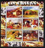 Ivory Coast 2003 Paintings of Dogs perf sheetlet containing set of 6 values each with Scouts Logo, unmounted mint