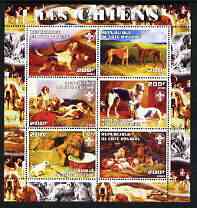 Ivory Coast 2003 Paintings of Dogs perf sheetlet containing set of 6 values each with Scouts Logo, unmounted mint