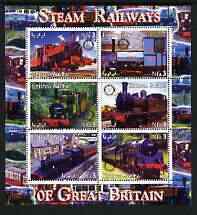 Eritrea 2003 Steam Locomotives of Great Britain perf sheetlet containing 6 values unmounted mint