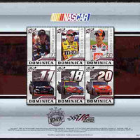 Dominica 2009 NASCAR perf sheetlet containing 6 values unmounted mint
