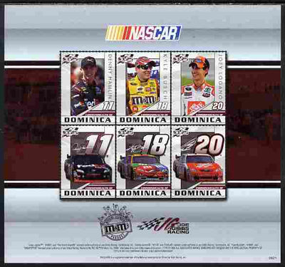 Dominica 2009 NASCAR perf sheetlet containing 6 values unmounted mint