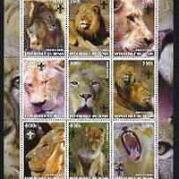 Benin 2003 Lions perf sheetlet containing set of 9 values each with Scouts Logo unmounted mint