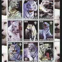 Benin 2003 Tigers #1 perf sheetlet containing set of 9 values each with Scouts Logo unmounted mint