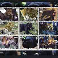 Benin 2003 Leopards perf sheetlet containing set of 9 values each with Scouts Logo unmounted mint