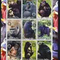 Eritrea 2003 Gorillas perf sheetlet containing set of 9 values each with Rotary Logo unmounted mint