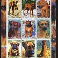 Eritrea 2003 Dogs - Rhodesian Ridgeback perf sheetlet containing set of 9 values each with Rotary Logo unmounted mint