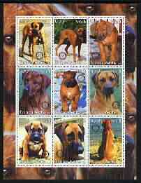 Eritrea 2003 Dogs - Rhodesian Ridgeback perf sheetlet containing set of 9 values each with Rotary Logo unmounted mint