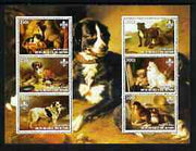 Benin 2003 Paintings of Dogs perf sheetlet containing 6 values each with Scouts Logo unmounted mint