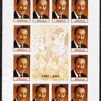 Angola 2001 Centenary of Walt Disney imperf sheetlet containing 12 values plus 4 labels unmounted mint, corner wrinkled