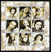 Mauritania 2003 Classic Actresses perf sheetlet containing 9 values unmounted mint (showing Sophia Loren, Rita Hayworth, M Dietrich, Marilyn, Greta Garbo, B Bardot etc)