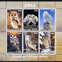 Benin 2003 Owls #1 perf sheetlet containing 6 values unmounted mint