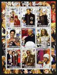 Kyrgyzstan 2002 MTV Music Awards perf sheetlet containing 9 values unmounted mint (shows Kylie, Eminem, etc)