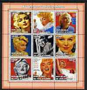 Ivory Coast 2002 Marilyn Monroe 40th Death Anniversary #3 perf sheetlet containing 9 values unmounted mint