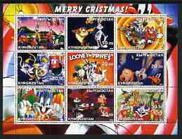 Kyrgyzstan 2002 Looney Tunes Merry Christmas #2 perf sheetlet containing 9 values unmounted mint
