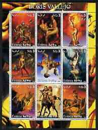 Eritrea 2002 Fantasy Art of Boris Vallejo perf sheetlet containing 9 values unmounted mint