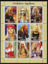 Kyrgyzstan 2003 Christina Aguilera perf sheetlet containing 9 values unmounted mint