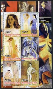 Chad 2003 Nudes in Art by Pablo Picasso perf sheetlet containing 6 values unmounted mint