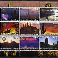 Congo 2003 Cacti perf sheetlet containing 9 values each with Rotary Logo, unmounted mint