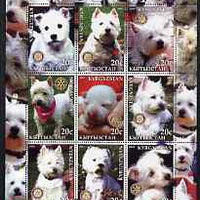 Kyrgyzstan 2004 Dogs - Westies perf sheetlet containing 9 values each with Rotary Logo, unmounted mint