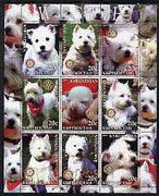 Kyrgyzstan 2004 Dogs - Westies perf sheetlet containing 9 values each with Rotary Logo, unmounted mint