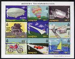 Mongolia 2001 Modern Transport perf sheetlet containing 9 values unmounted mint