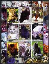 Kyrgyzstan 2004 Domestic Cats - Turkish Angora perf sheetlet containing 9 values each with Rotary logo unmounted mint