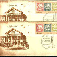 Australia 1980 Sydpex 80 Stamp Exhibition 22c postal stationery envelope - set of 2 with illustrated Nat Philatelic Convention cancels for 25th & 26th Oct