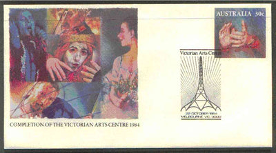 Australia 1984 Completion of Victorian Arts Centre 30c postal stationery envelope with special illustrated first day cancellation