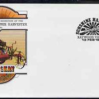 Australia 1984 Centenary of McKay's Invention of the Stripper Harvester 30c postal stationery envelope with special illustrated 'Harvester' first day cancellation